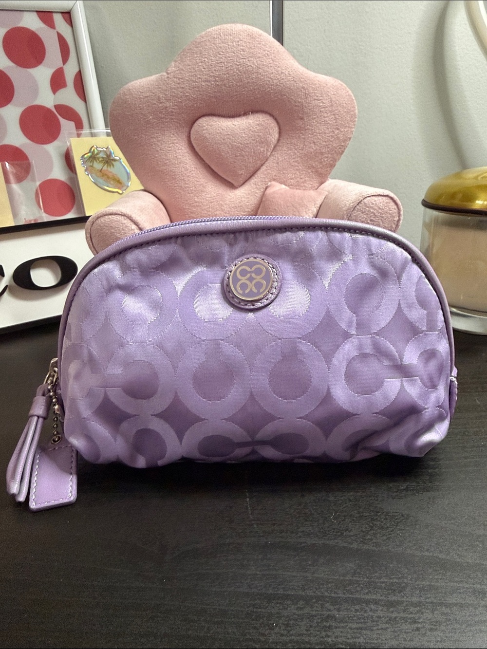 Coach Lavender Signature Cosmetic Pouch